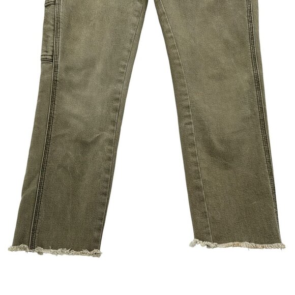 Free People We The Free Button Fly Green Denim Cropped Jeans Womens 24 - Picture 3 of 10